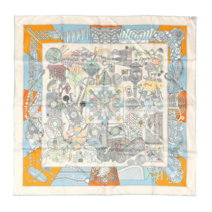 Hermes Silk De l'Ombrelle Aux Duels Double Face Scarf 90 Grege Bleu Vif Multicolor 2 of 5