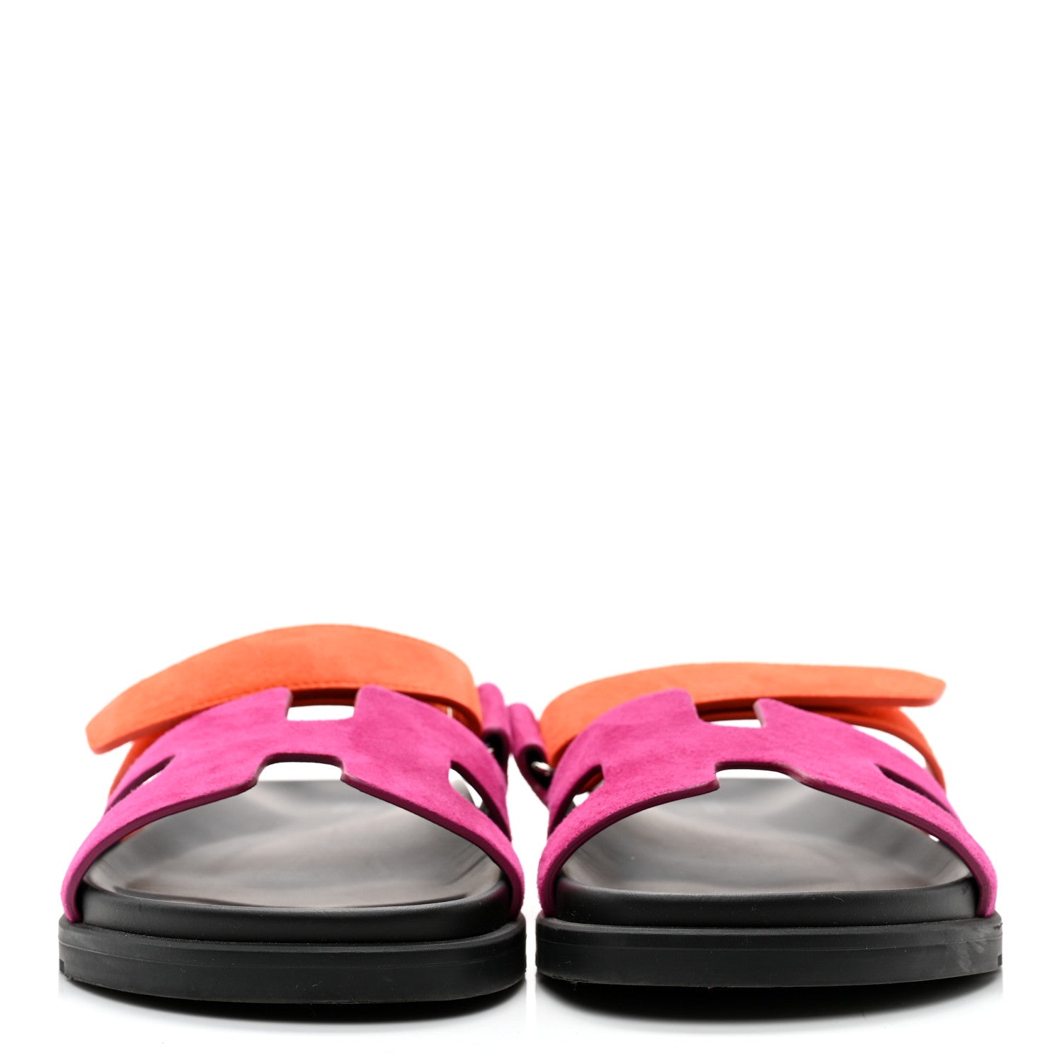Hermes Suede Goatskin Womens Chypre Sandals 40.5 Rose Chapas Orange Synthetique 2 of 10
