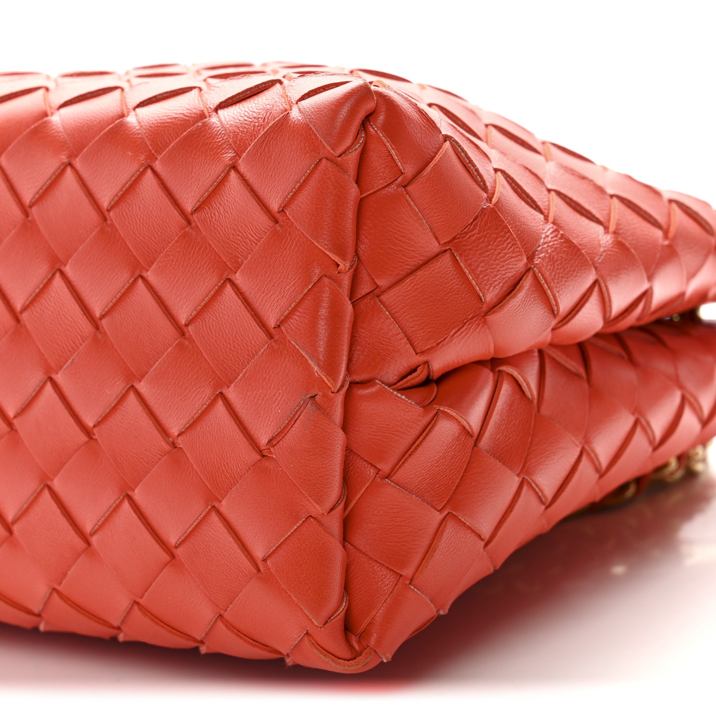 Nappa Intrecciato Small Andiamo With Chain Shoulder Bag Orange
