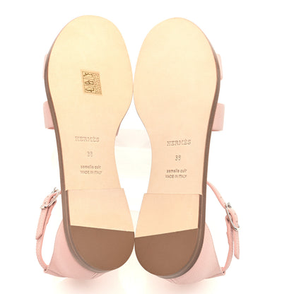 Hermes Epsom Santorini Sandals 38 Rose Porcelaine 5 of 7