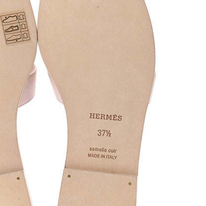 Hermes Box Calfskin Oran Sandals 37.5 Rose Pale 6 of 8