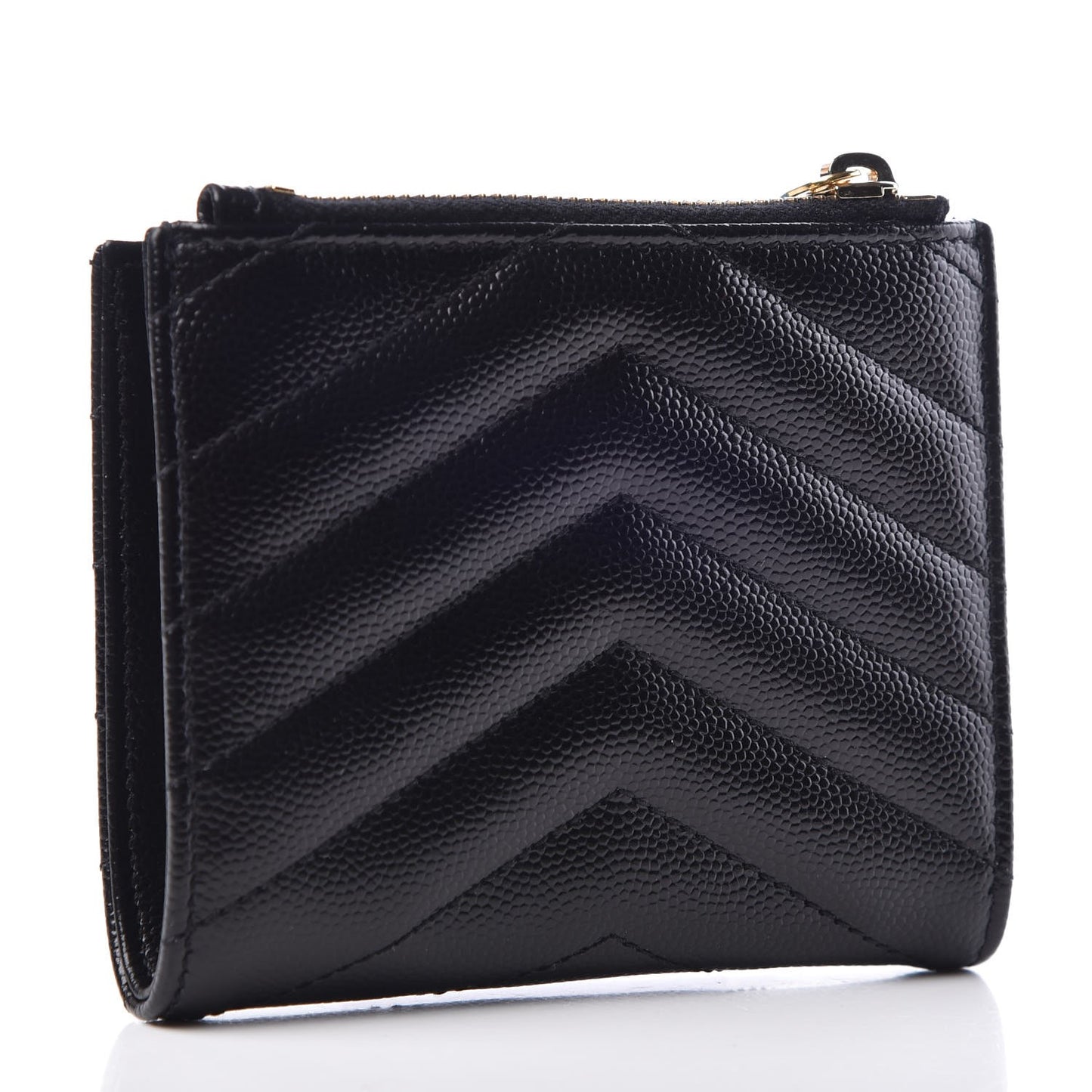 Grain De Poudre Matelasse Chevron Monogram Zipped Card Case Black