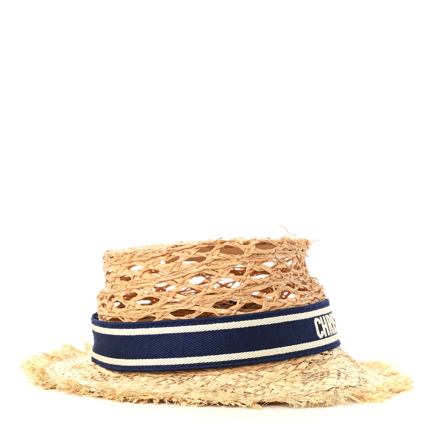 Christian Dior Straw Beach Hat 58 Bleu 5 of 8