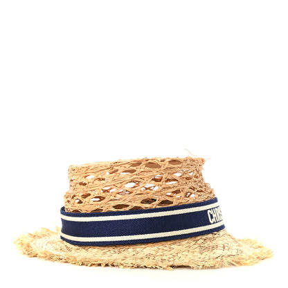 Christian Dior Straw Beach Hat 58 Bleu 5 of 8