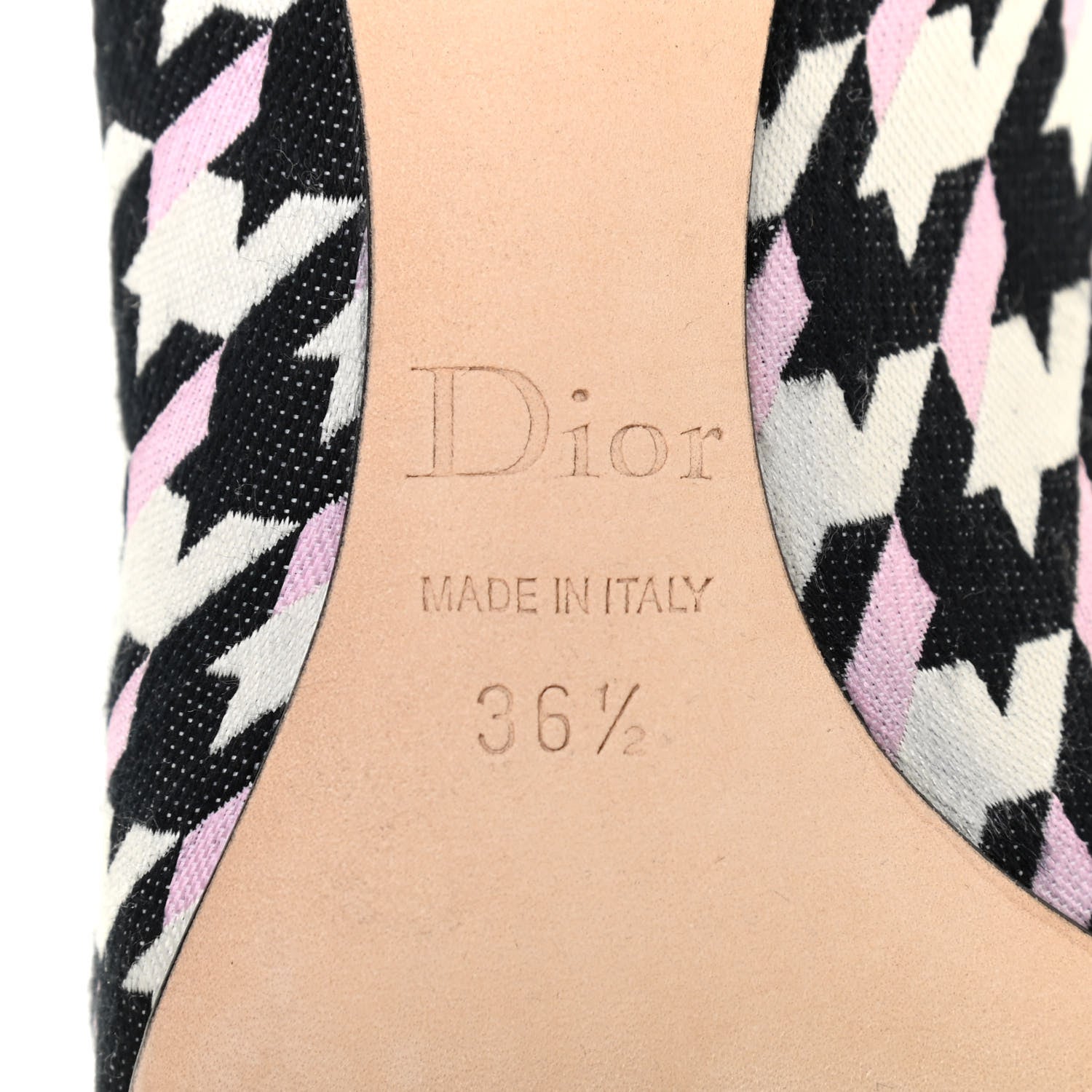 Christian Dior Canvas Herringbone Volt Pump 36.5 Black White 6 of 12