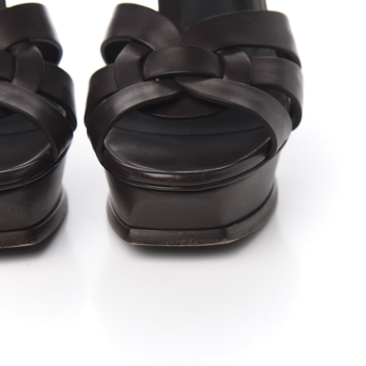 Saint Laurent Calfskin Tribute 105 Platform Sandals 40.5 Dark Brown 10 of 16