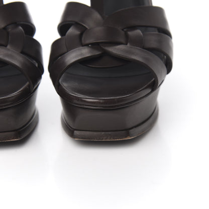 Saint Laurent Calfskin Tribute 105 Platform Sandals 40.5 Dark Brown 10 of 16