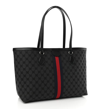 Gucci X BALENCIAGA BB Monogram Web Graffiti Medium Ophidia Shopping Tote Black 3 of 9