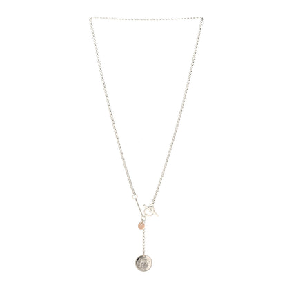 Hermes Sterling Silver 18K Rose Gold PM Ex-Libris Pendant Necklace 3 of 6