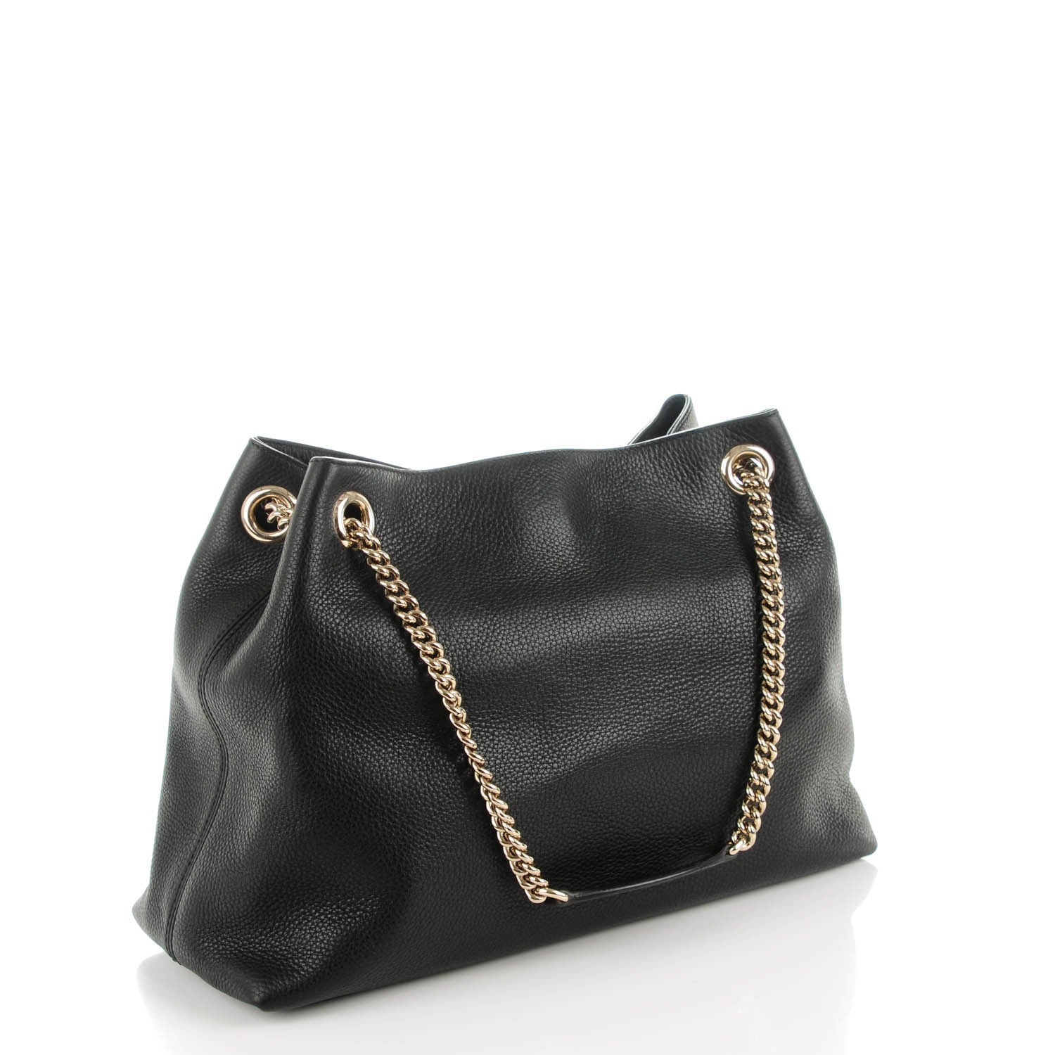Gucci Pebbled Calfskin Medium Soho Chain Shoulder Bag Black 3 of 7