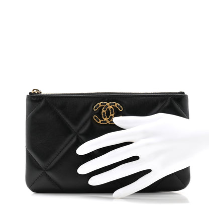 Chanel Lambskin Quilted Small Chanel 19 Pouch Black 2 of 9