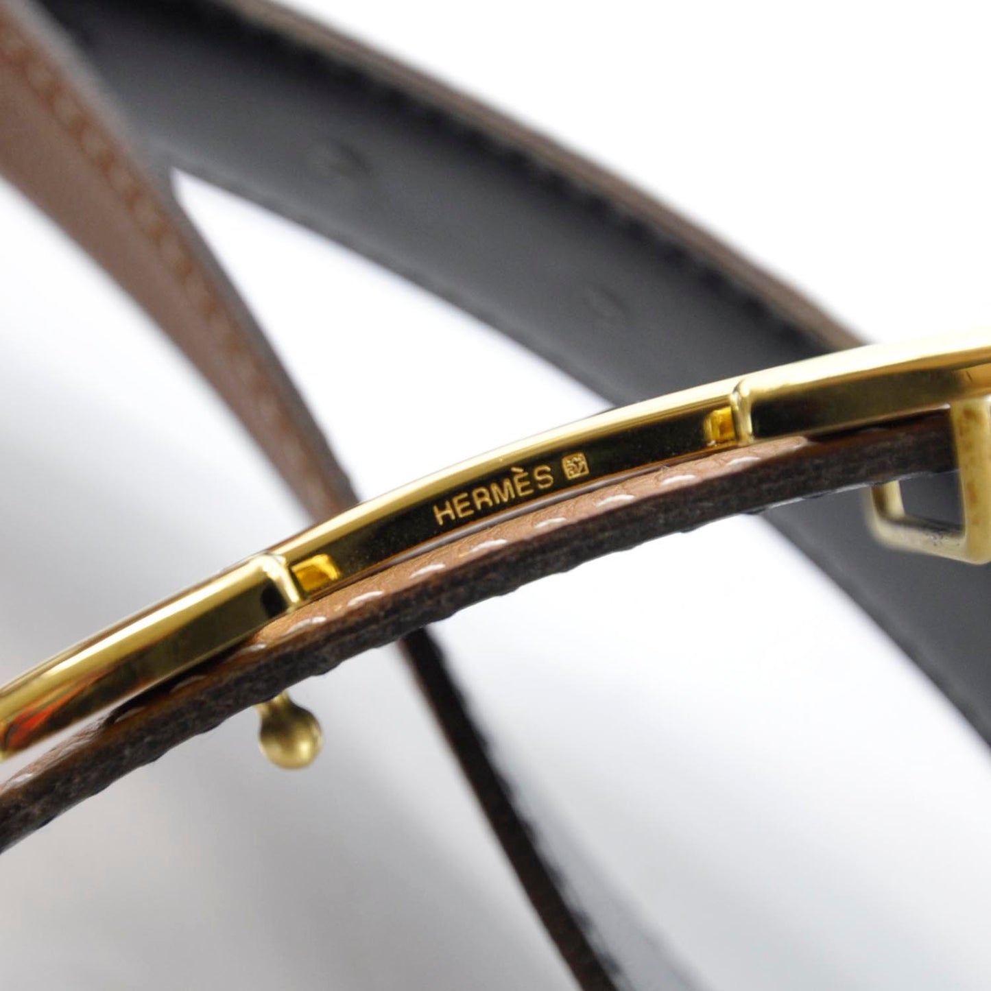 Leather Reversible H Belt 90 Black Gold