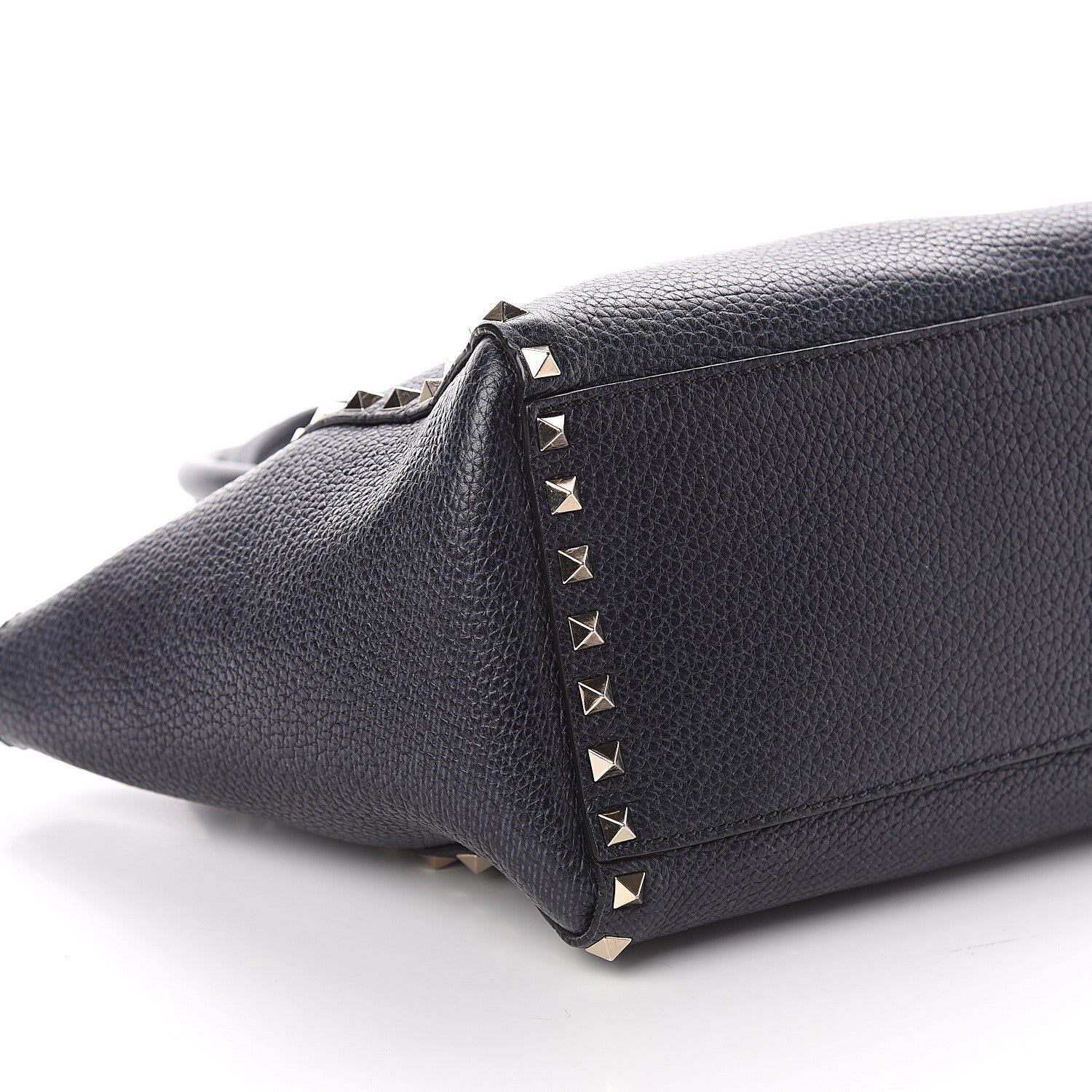 Valentino Garavani Pebbled Calfskin Small Rockstud Double Handle Tote Deep Denim 7 of 8