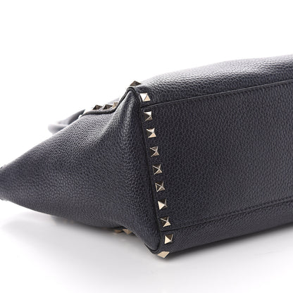 Valentino Garavani Pebbled Calfskin Small Rockstud Double Handle Tote Deep Denim 7 of 8