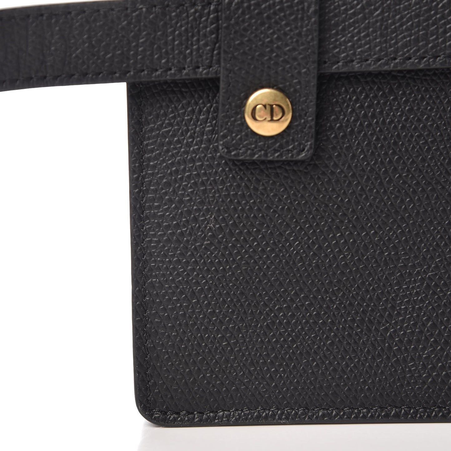 Grained Calfskin Saddle Belt Bag Black