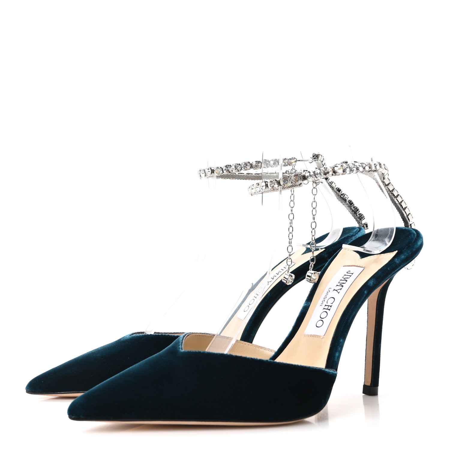 Jimmy Choo Velvet Crystal Saeda 100 Pumps 38.5 Dragonfly 3 of 10