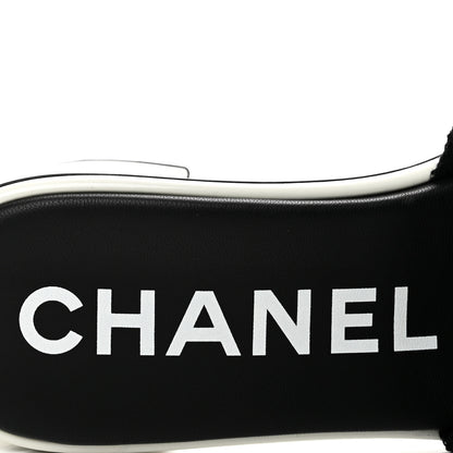 Chanel Cotton Logo Mule Sandals 40 Black White 8 of 10