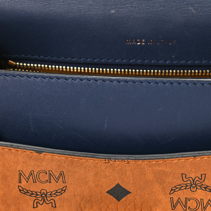MCM Visetos Small Patricia Block Satchel Cognac Navy Black 11 of 11
