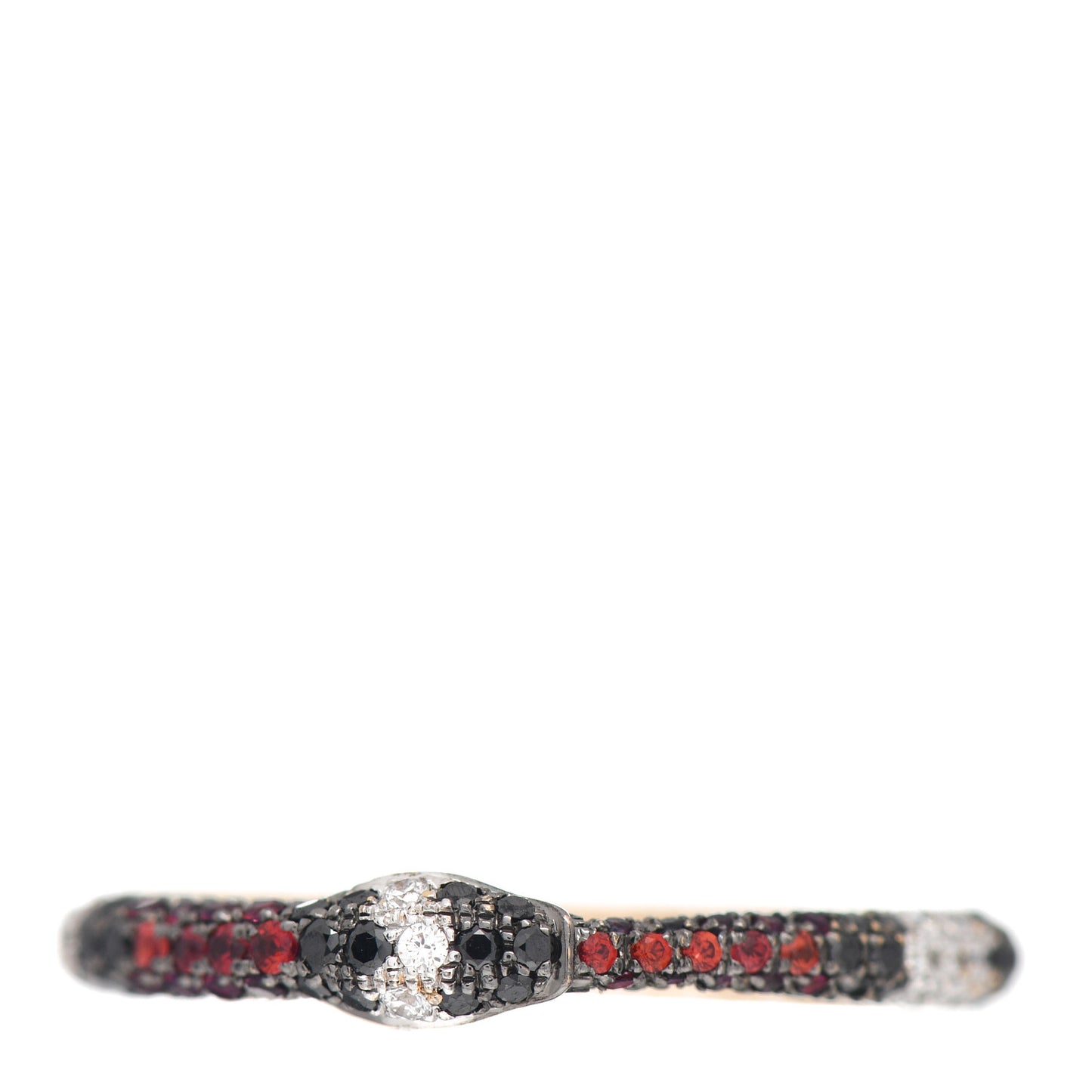 18K Yellow Gold Black Diamond Topaz Sapphire Ouroboros Snake Ring 54 6.75