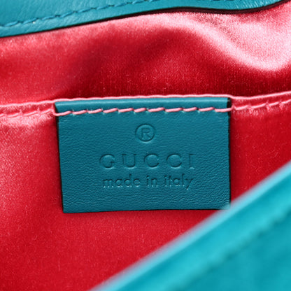 Gucci Velvet Matelasse Mini GG Marmont Shoulder Bag Pavone Cyan 6 of 10