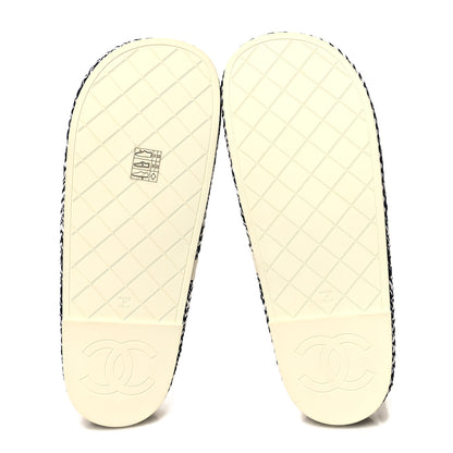 Chanel Lambskin Cord Chain CC Sandals 38 Navy White 5 of 8