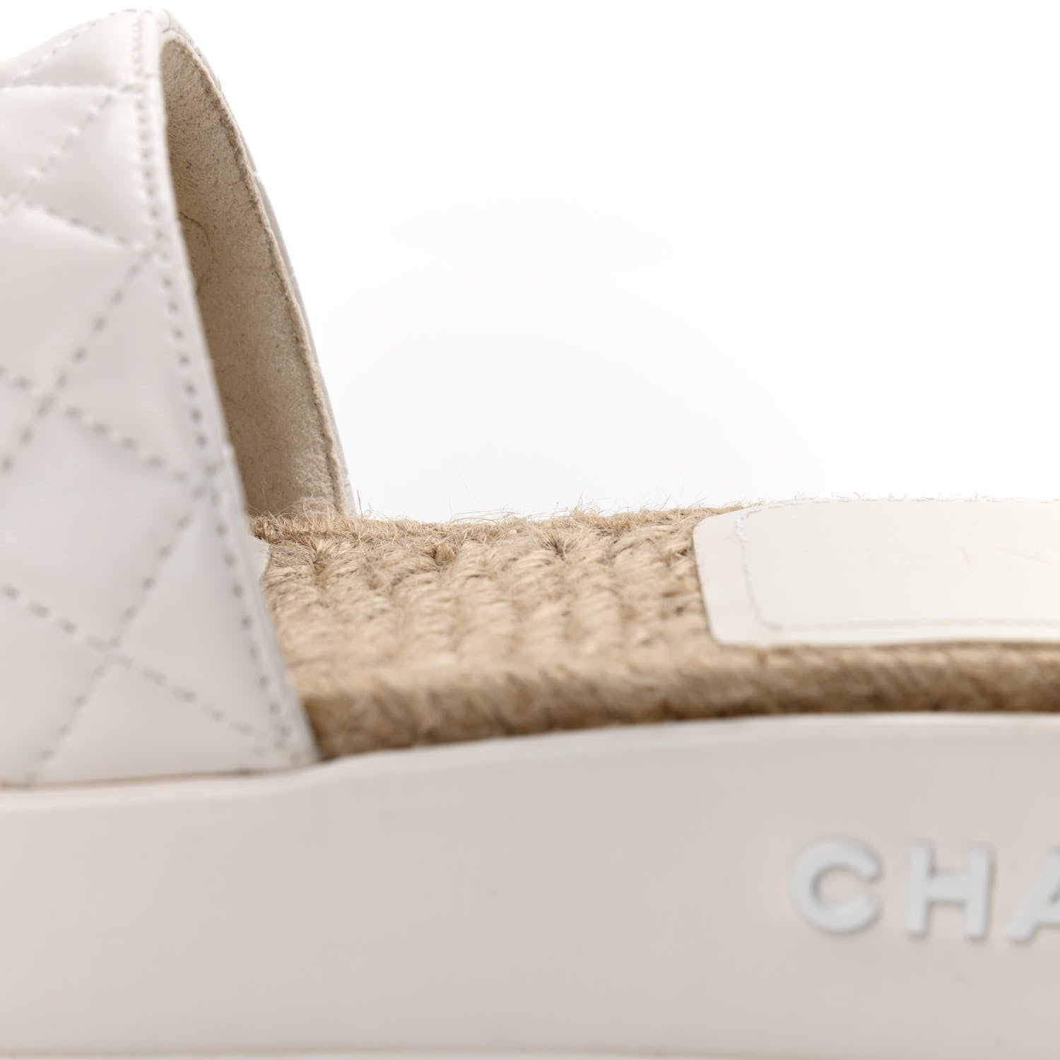 Chanel Lambskin Quilted CC Espadrille Slip On Sandals 39 White 12 of 13