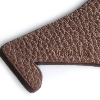 Hermes Togo Epsom Petit H GM Bear Bag Charm Bleu Saphir and Etoupe 3 of 5