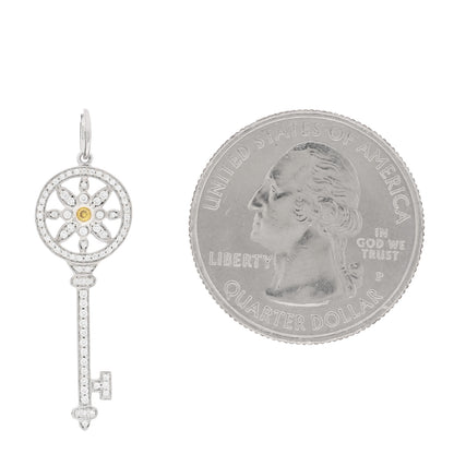 Tiffany Platinum 18K Yellow Gold Yellow Diamond Daisy Key Pendant 2 of 3