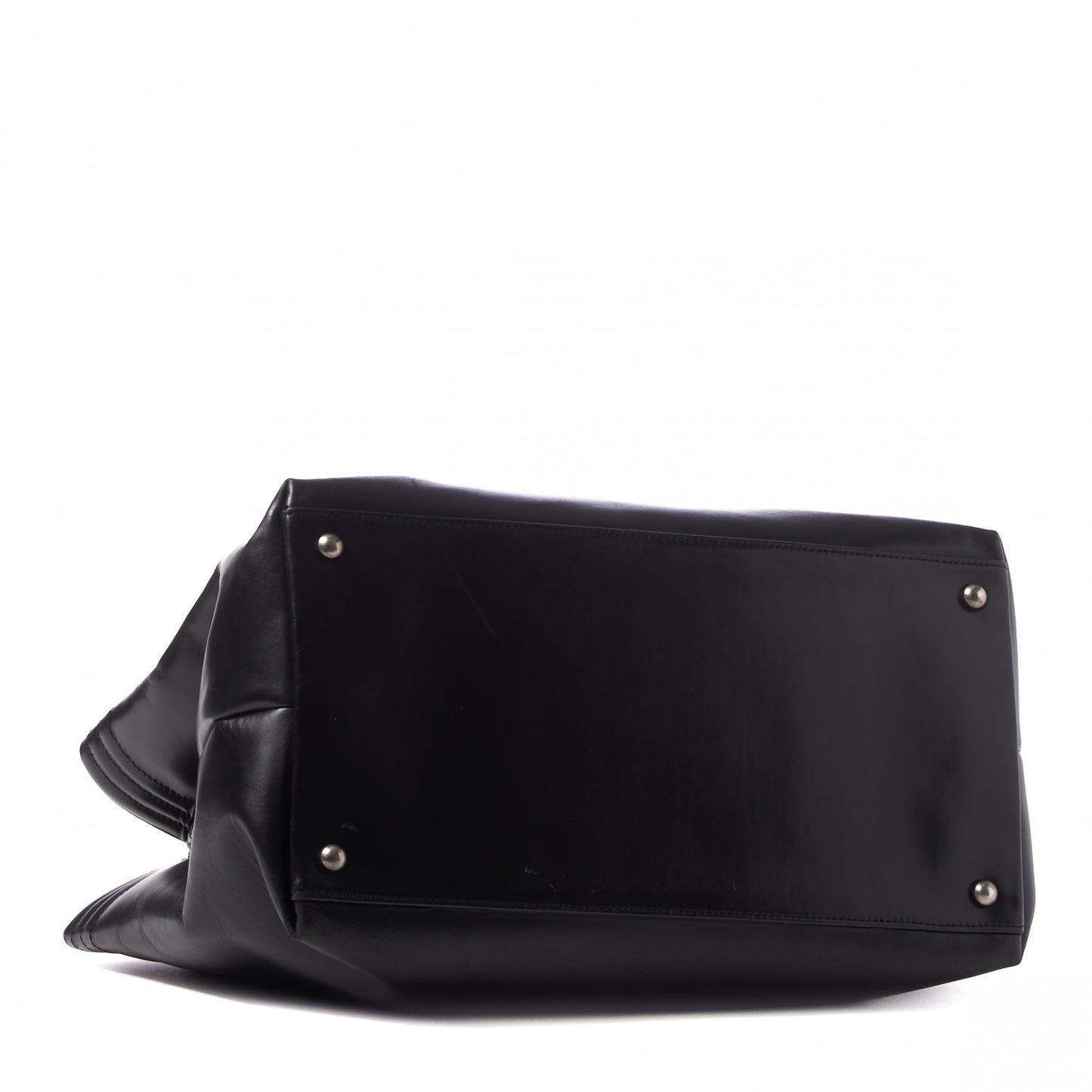 Glazed Calfskin Boy Tote Black