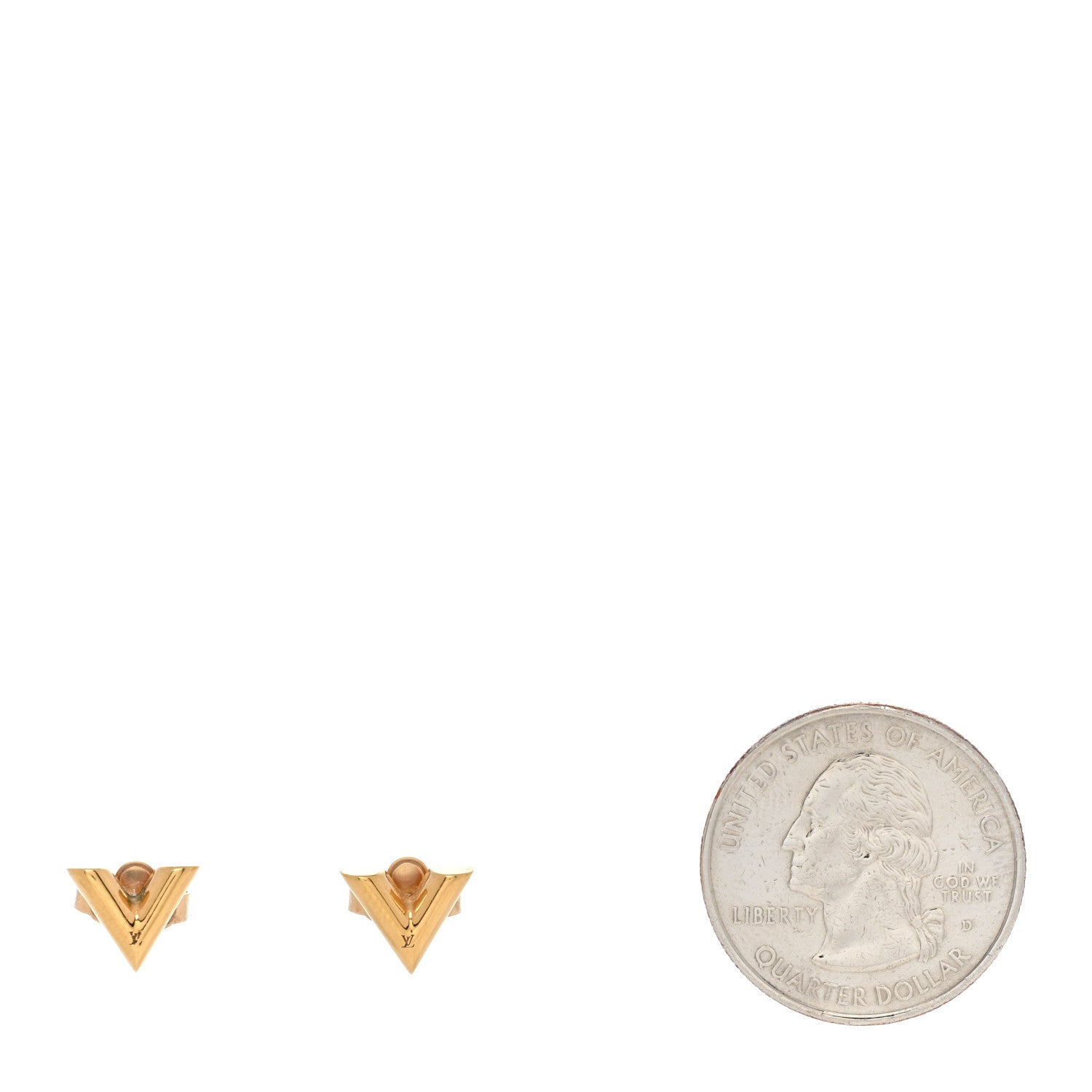 Louis Vuitton Brass Essential V Stud Earrings Gold 2 of 6