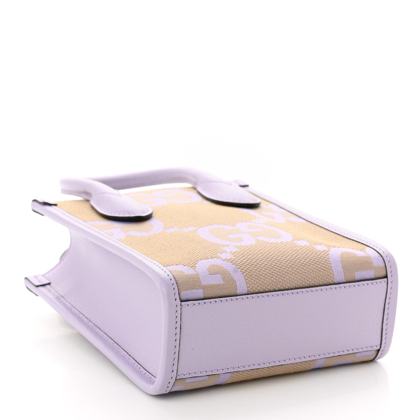 Monogram Jumbo GG Textured Dollar Calfskin Mini Tote Bag Beige Lapis