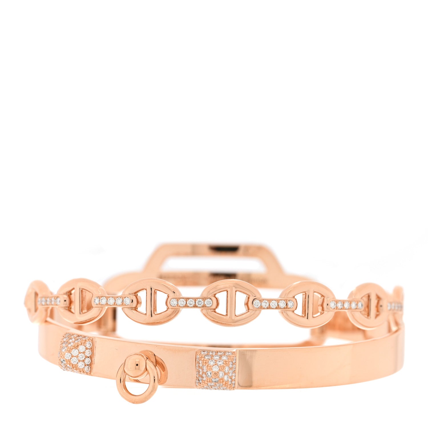 Hermes 18K Rose Gold Diamond Alchimie Chaine D'Ancre Collier Bracelet 1 of 4