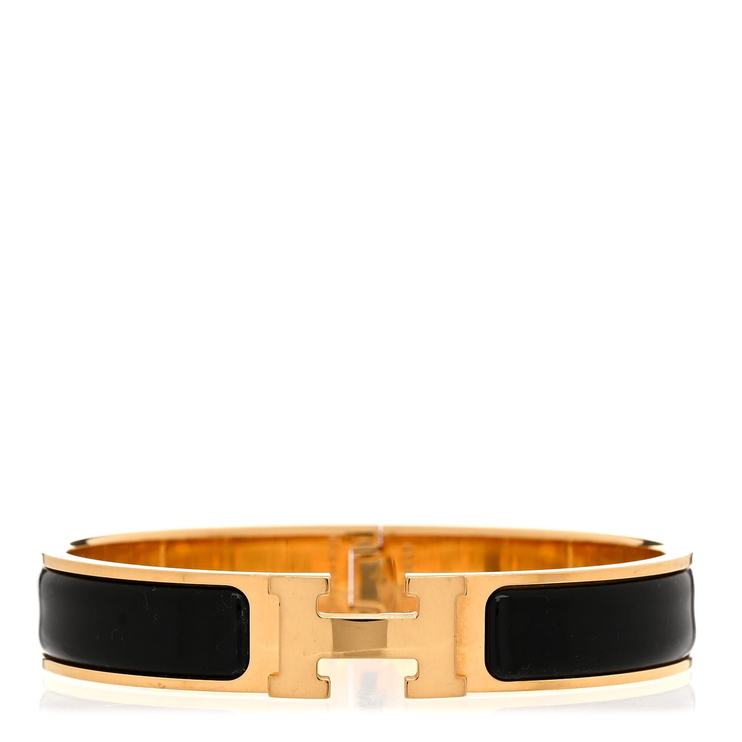 Enamel Narrow Clic Clac H Bracelet GM Black