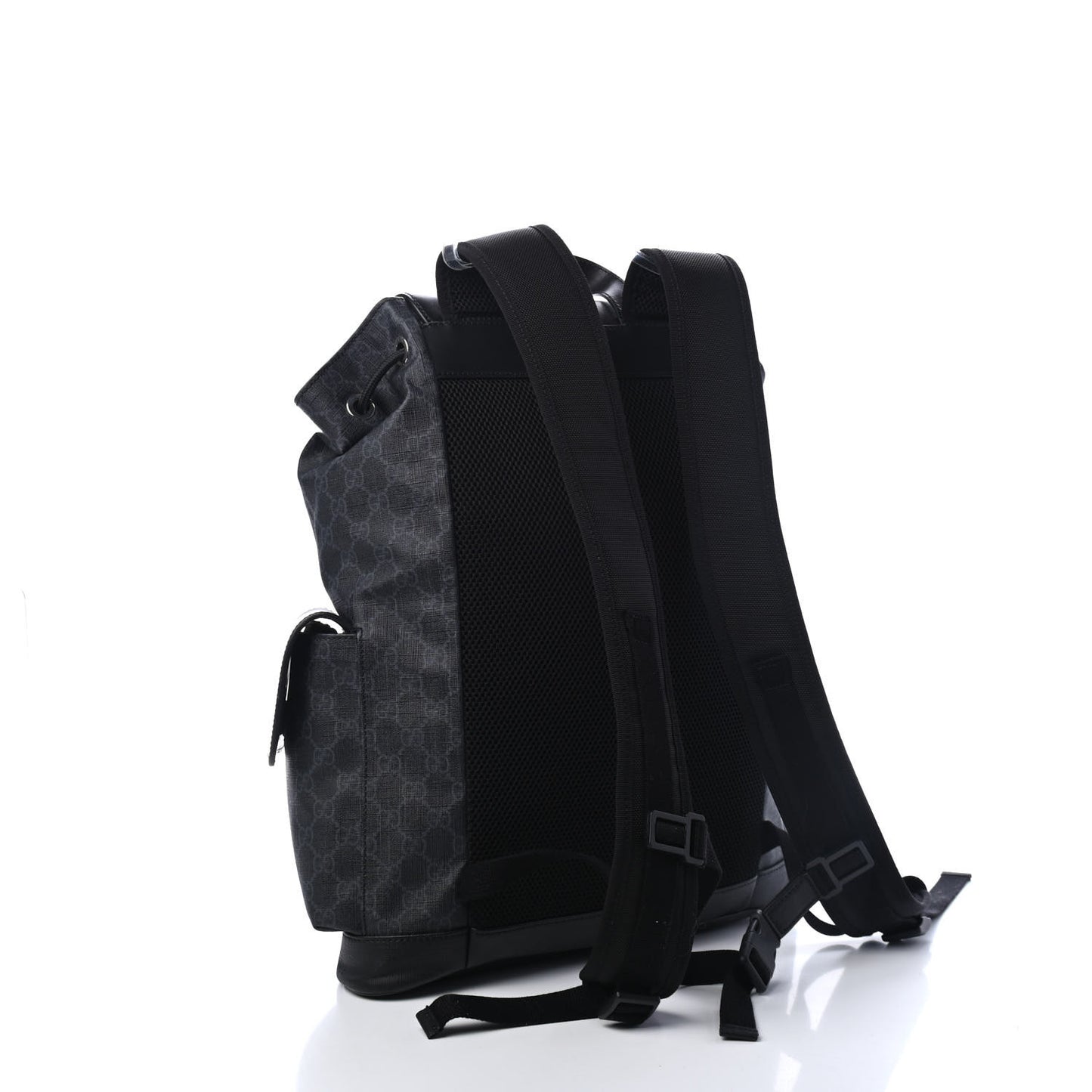 Soft GG Supreme Monogram Appia Calfskin Web Double Buckle Backpack Black