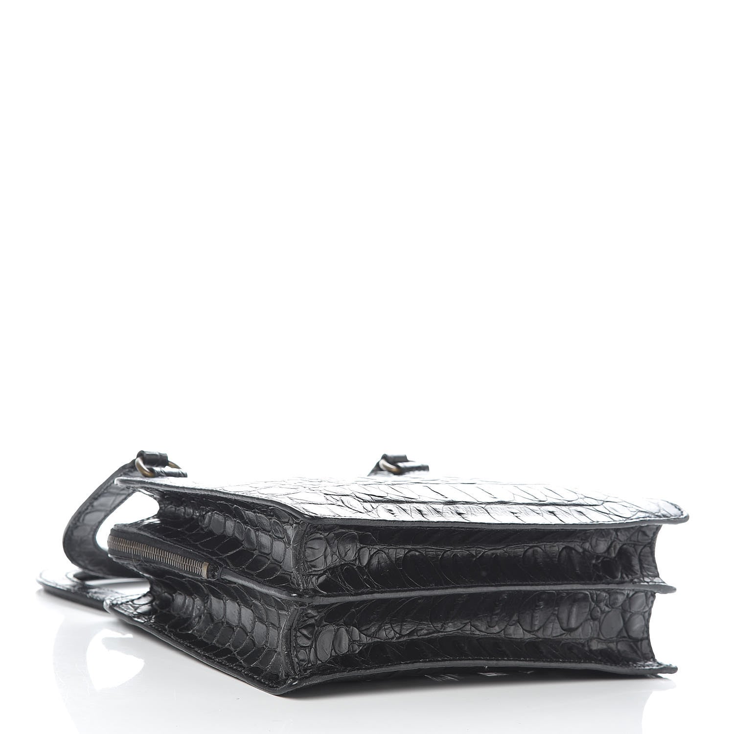 Miu Miu Calfskin Crocodile Embossed Top Handle Tote Black 4 of 9