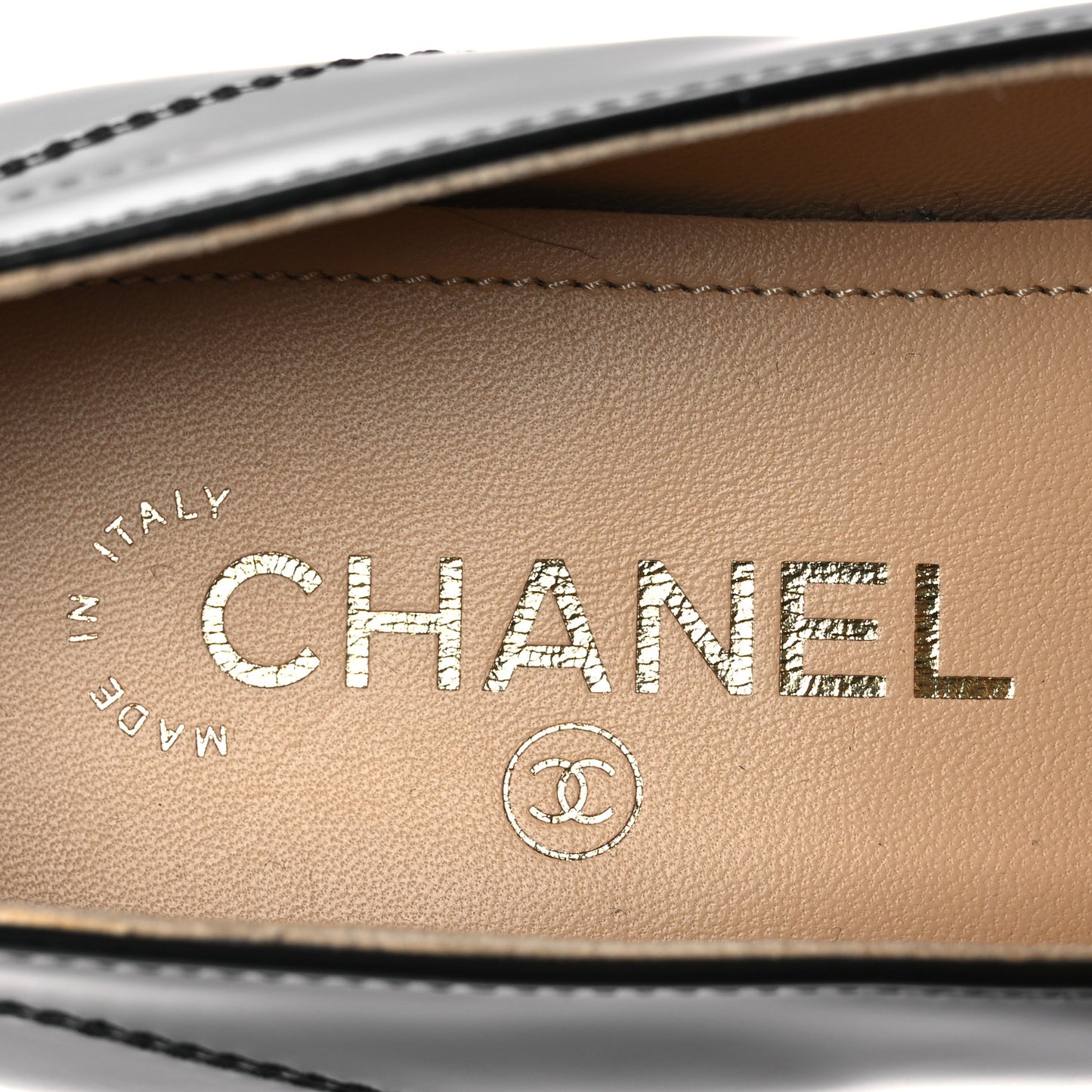 Shiny Calfskin Logo Loafers 40 Black