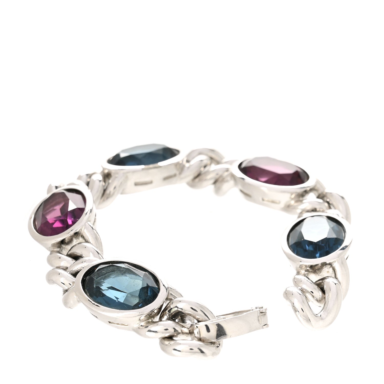 Christian Dior Metal Crystal Chain Bracelet Silver Multicolor 2 of 4