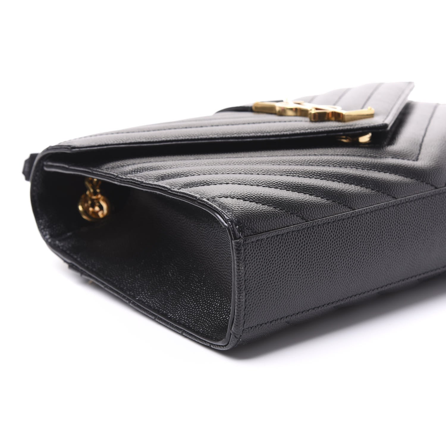 Saint Laurent Grain De Poudre Matelasse Chevron Medium Monogram Satchel Black 5 of 8