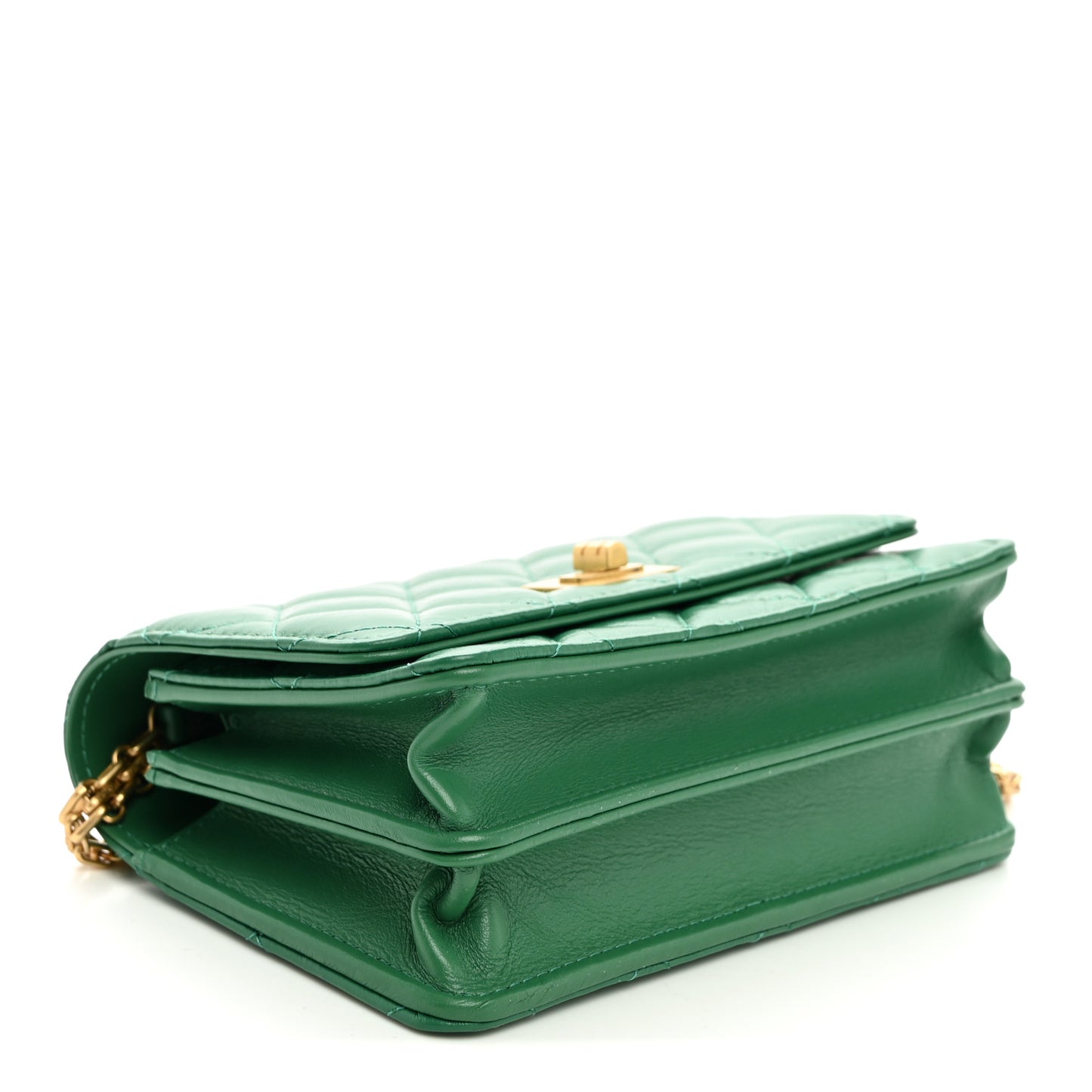 Aged Calfskin Quilted Mini Reissue Wallet On Chain WOC Green