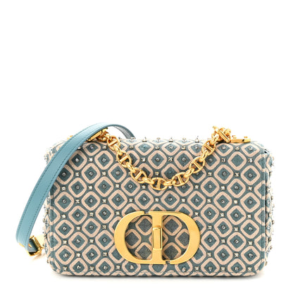 Christian Dior Calfskin Strass Embroidered Small Caro Bag Blue 1 of 13
