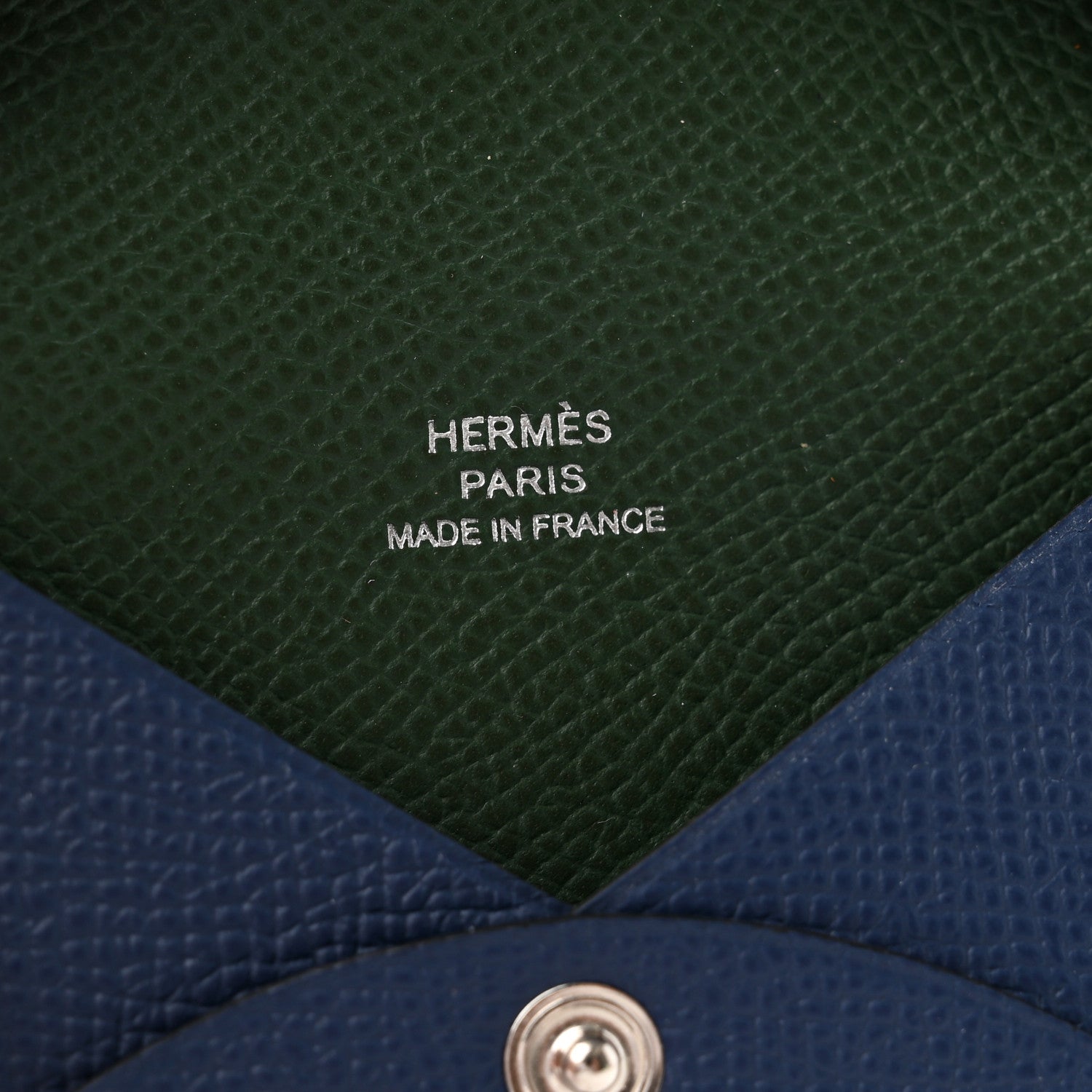 Hermes Epsom Verso Calvi Card Case Bleu Saphir Vert Anglais 6 of 6