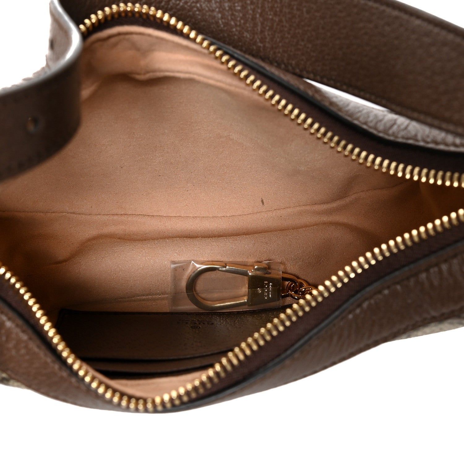 Gucci GG Supreme Monogram Textured Calfskin Web Mini Ophidia Half Moon Hobo Beige Ebony New Acero 5 of 9