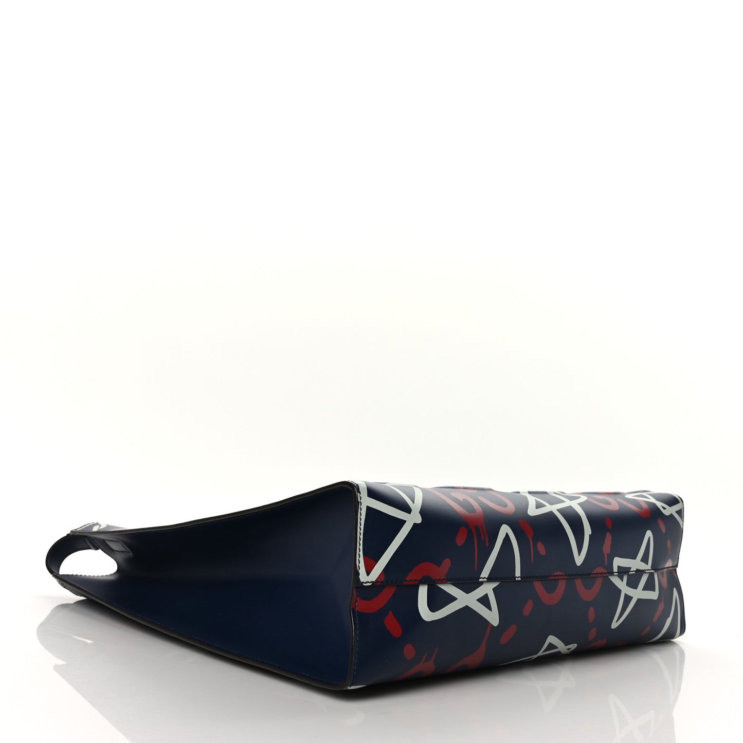 Calfskin GucciGhost Medium XL Tote Blue Agata Hibiscus Red