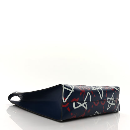 Gucci Calfskin GucciGhost Medium XL Tote Blue Agata Hibiscus Red 4 of 8