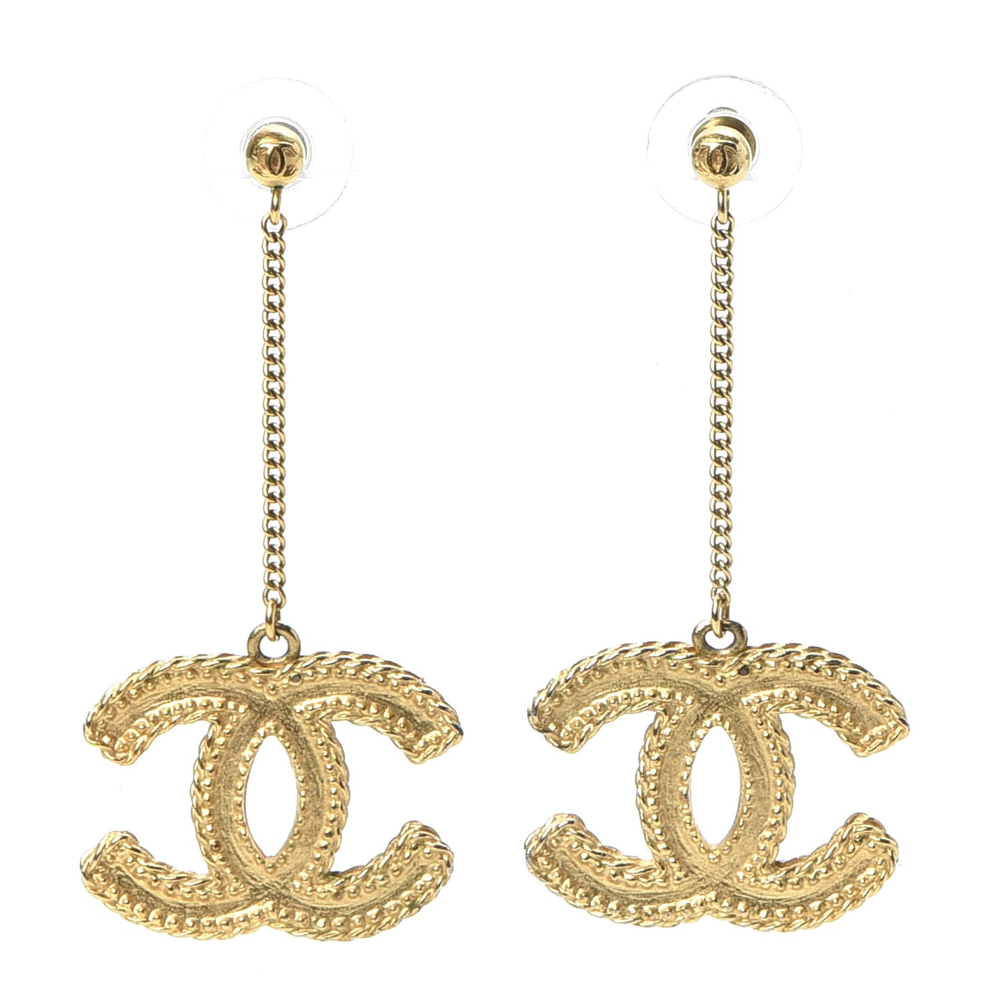 CC Drop Earrings Matte Gold