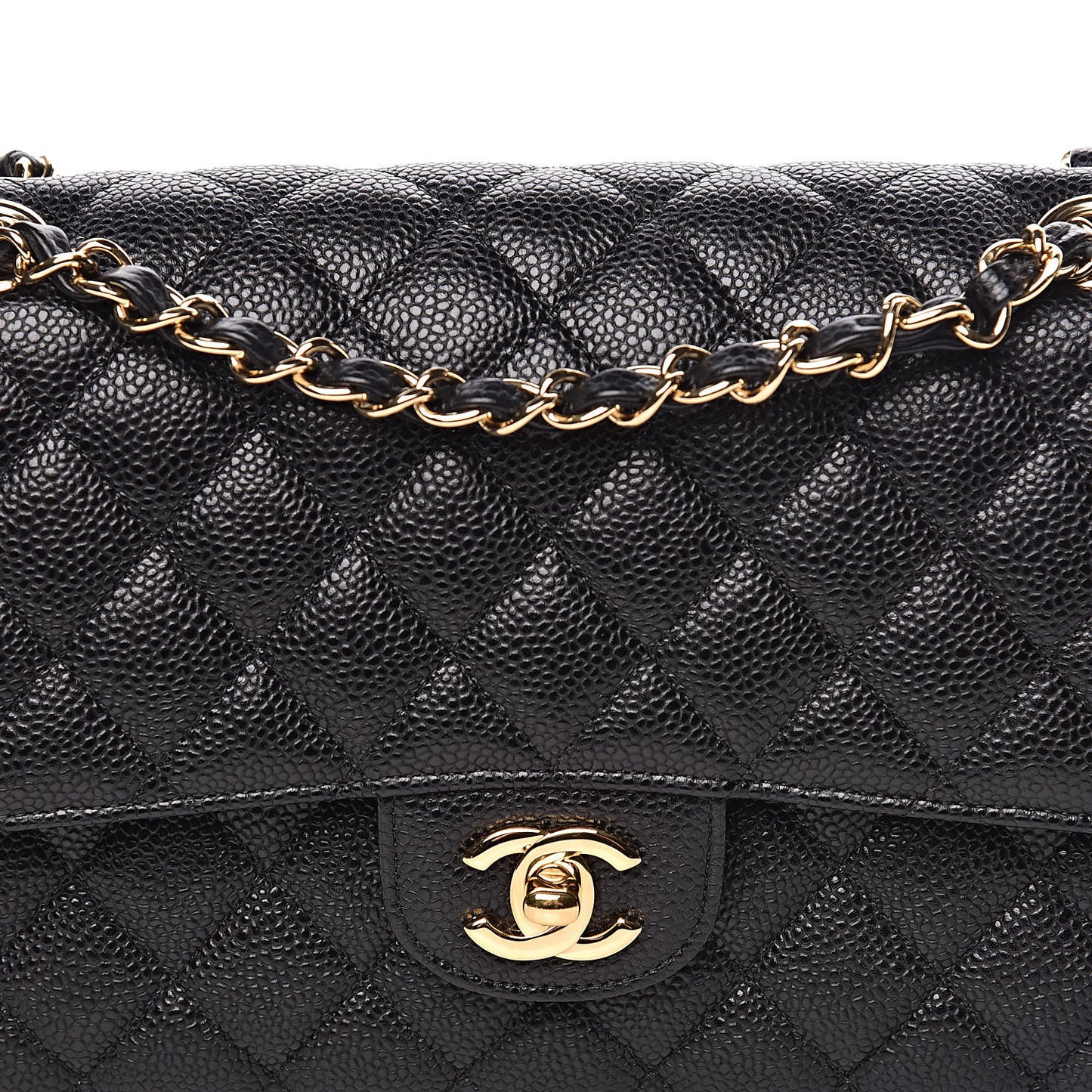 Caviar Quilted Medium Double Flap Black