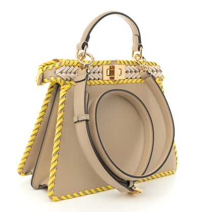 Fendi Vitello King Shiny Nappa Intreccio Small Peekaboo I SEE U Satchel Beige Amido Camel Pomelo 3 of 9