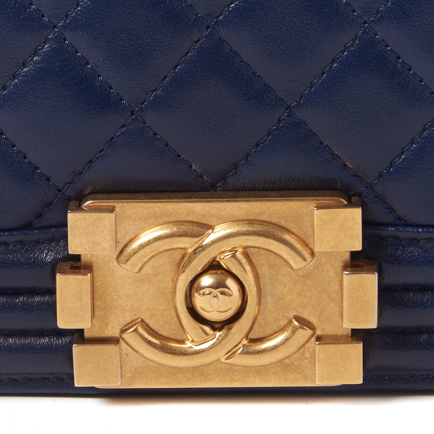 Lambskin Quilted Medium Boy Flap Dark Navy