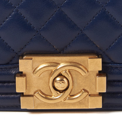 Chanel Lambskin Quilted Medium Boy Flap Dark Navy 9 of 9