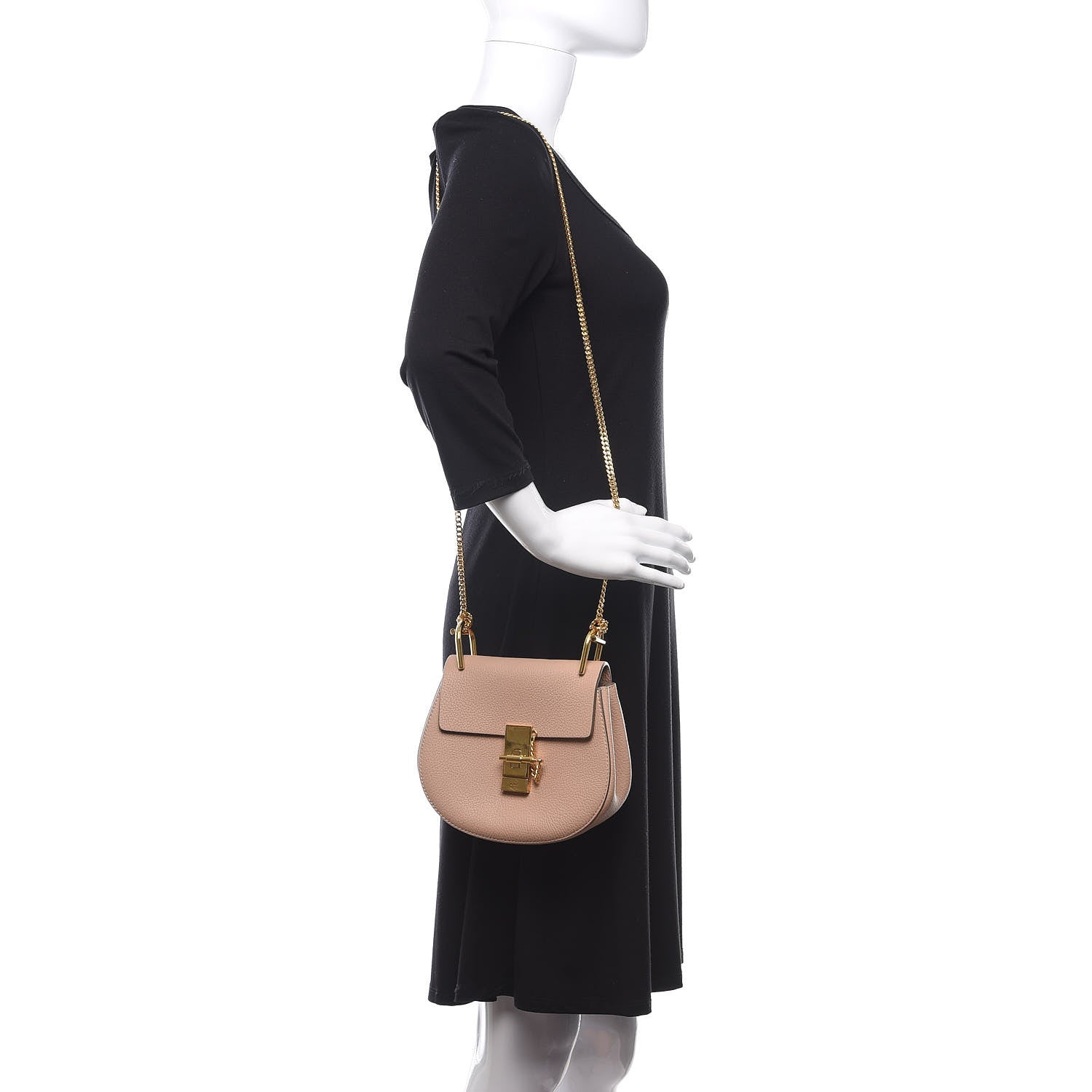 Chloe Grained Lambskin Mini Drew Shoulder Bag Cement Pink 2 of 9